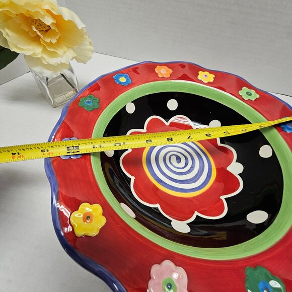 Nicole Engblom Artist Colorful Whimsical Ceramic Flower Bowl Decor Display Art - Picture 8 of 10